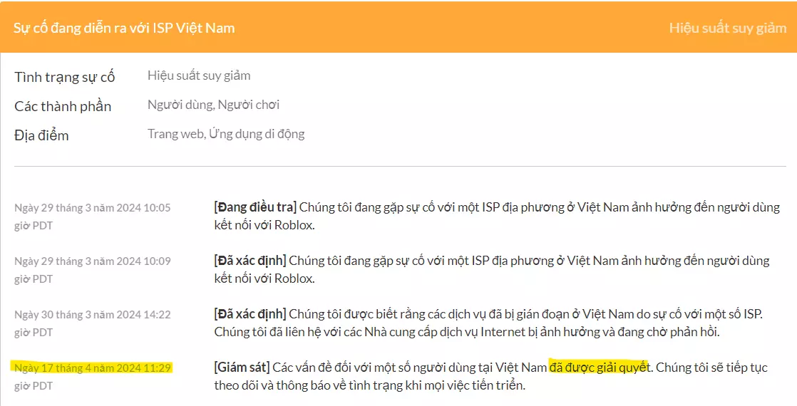 Sự cố Roblox tại Việt Nam đã được Khắc Phục